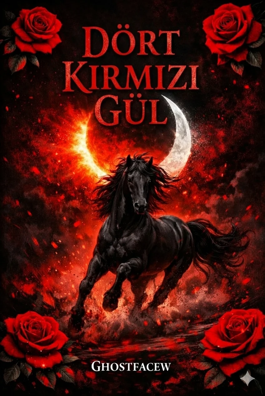 Dört kırmızı gül kitap kapağı