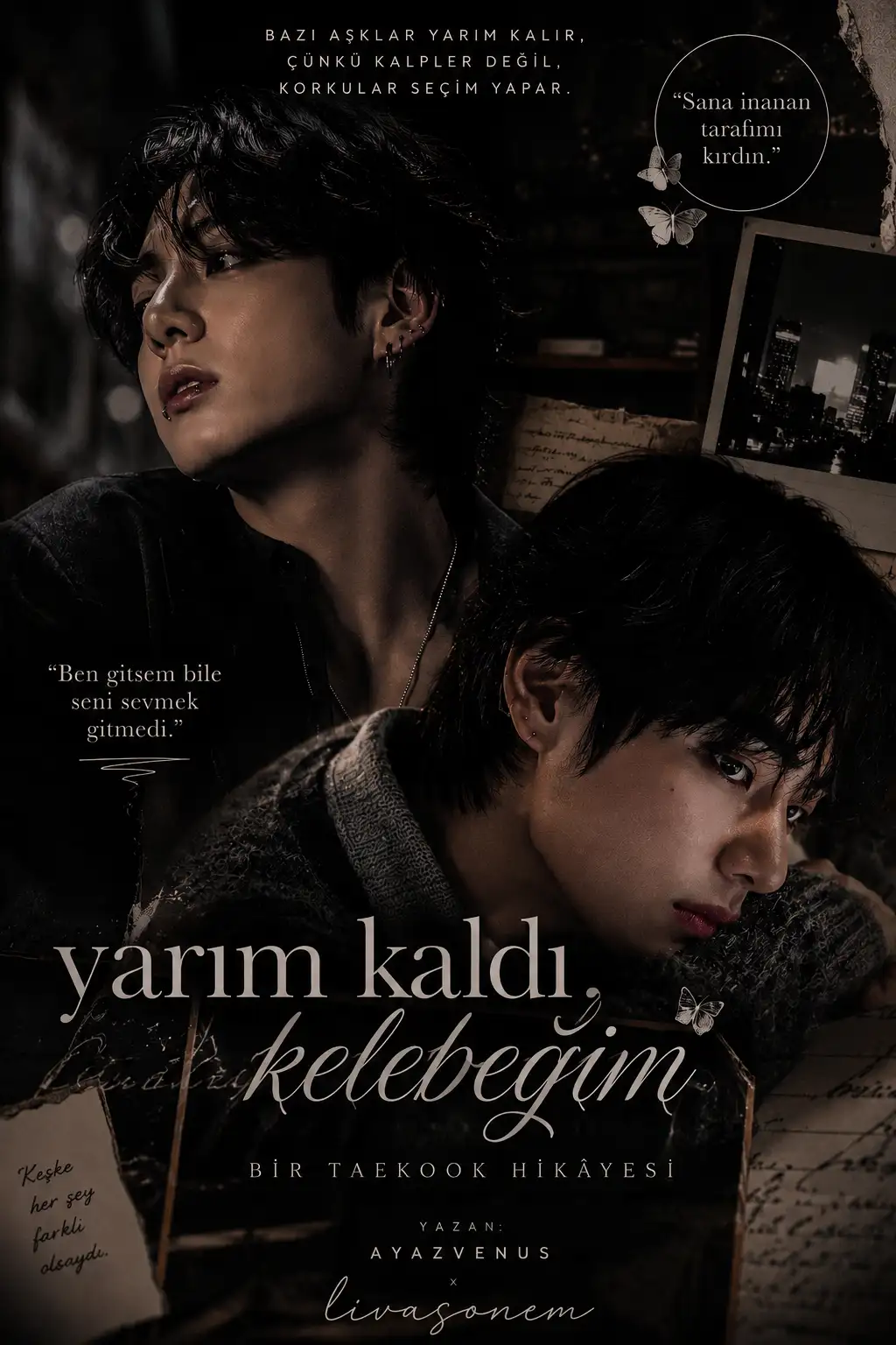 Yarım kaldı kelebeğim Taekook kitap kapağı